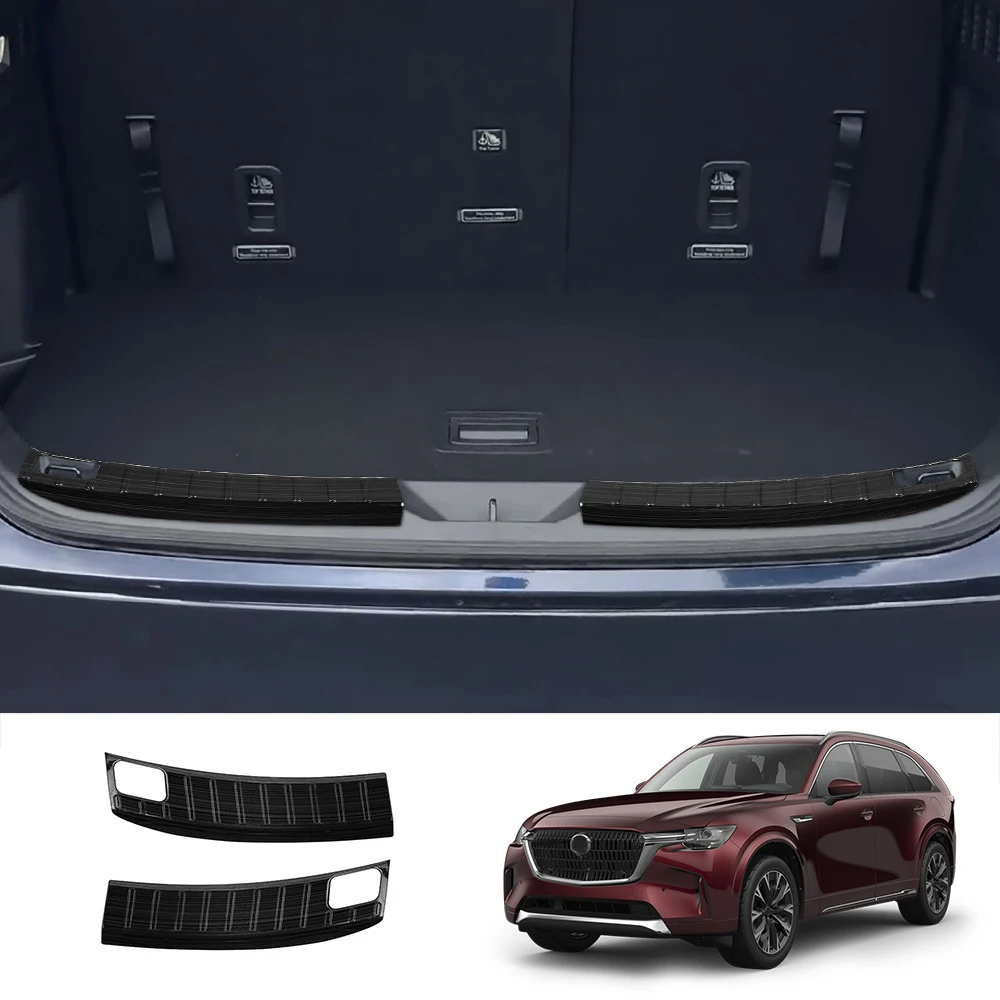 

Car Accessories For Mazda CX90 Cx90 2024 Stainless Steel Inner Rear Bumper Foot Plate Protector Auto Trunk Door Sill Stickers