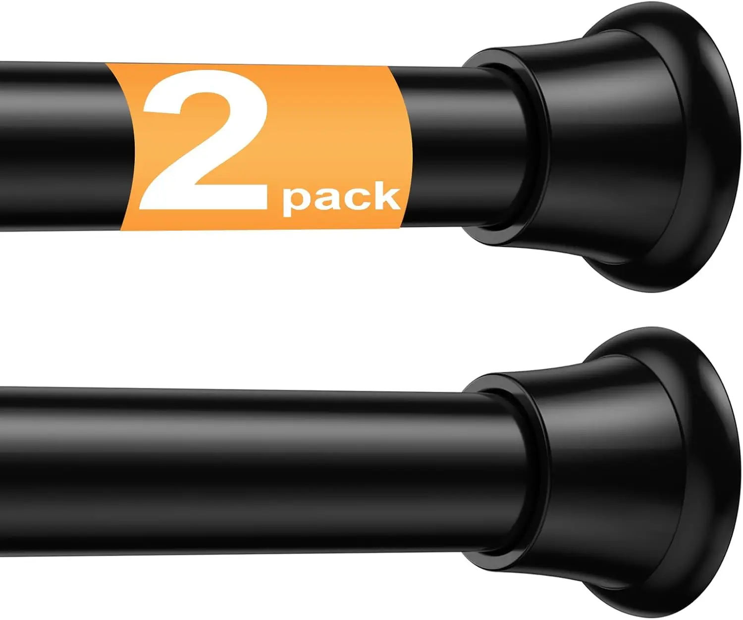 2Pack Spring Tension Curtain Rod 30-62 Inch, Black Adjustable No Drill Shower Curtain Rods for Windows, Doorway, Bathroom,