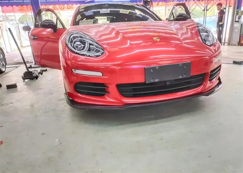 For Porsche Panamera 2014 2015 2016 2017 ReaI Carbon Fiber Front Bumper Lip Spoiler Kit