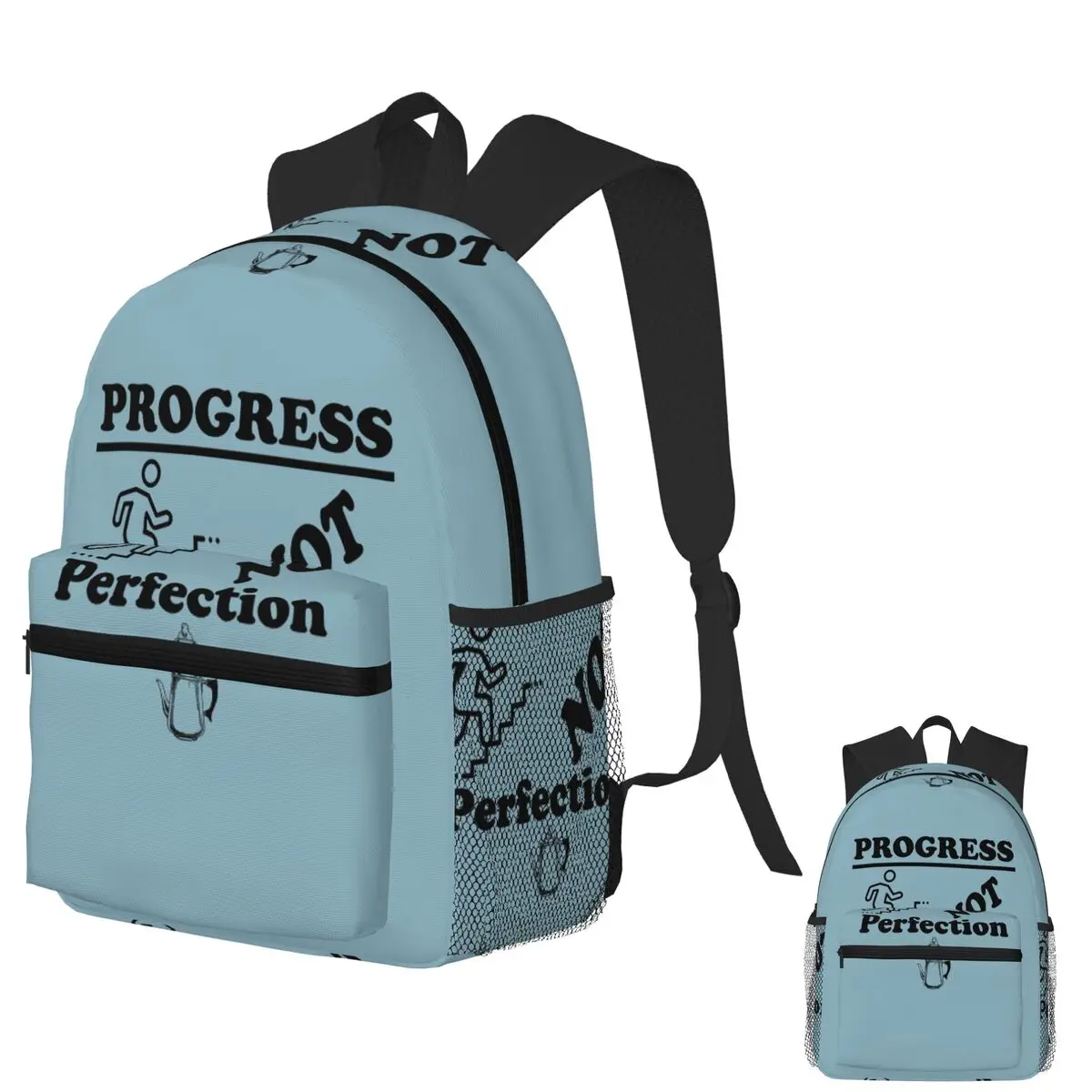 

Progress Not Perfection Slogan From Alcoholics Anonymous Sobriety Backpack School Bag Hiking Travel Daypack Bookbag Shoulder Bag