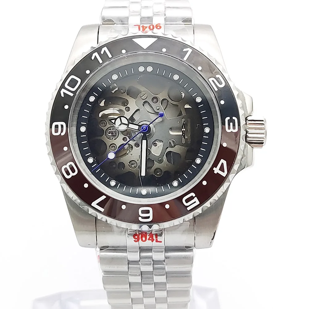 40mm Men\'s Automatic Mechanical Watch, Sapphire Glass, Stainless Steel Water Resistant Watch, Fashionable Cool Gift Watch