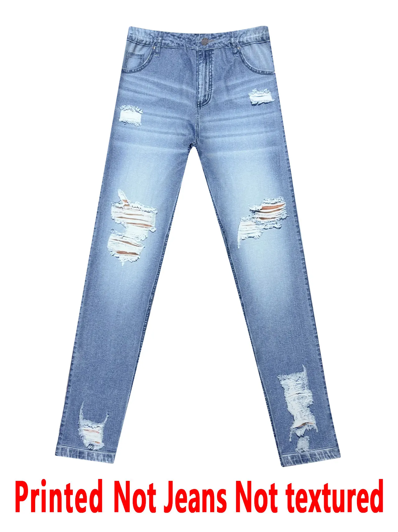 8419 Ladies Non-Leather Fabric Long Pants Christmas Print Faux Denim Leggings Wearable All Seasons