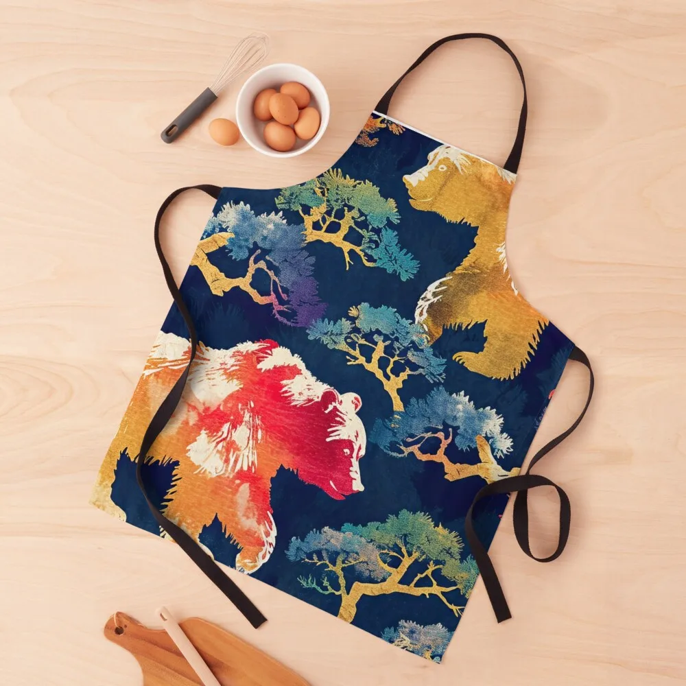

Golden Kintsugi gay bear pattern Apron For Cooking Chef Uniform Woman christmas 2025 Christmas gift Apron