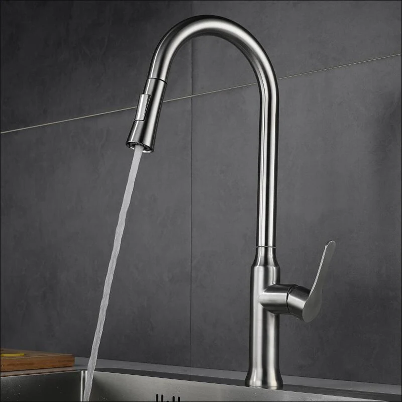 304 Stainless Steel Kitchen Faucet Pull Dish Basin Cold And Hot Water Faucet Stretch Kitchen Faucet