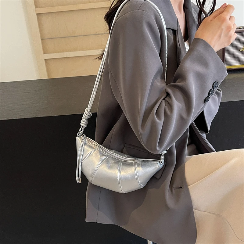 Hobos Bags for Women Fashion Elegant Solid Color PU Leather Shoulder Bag Female Luxury Designer Crossbody Bags Sac Luxe 2024