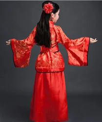 chinese Folk Dance new year clothes traditional hanfu for girls kids dragon dress ancient Stage Carnival costume Clothing skirt