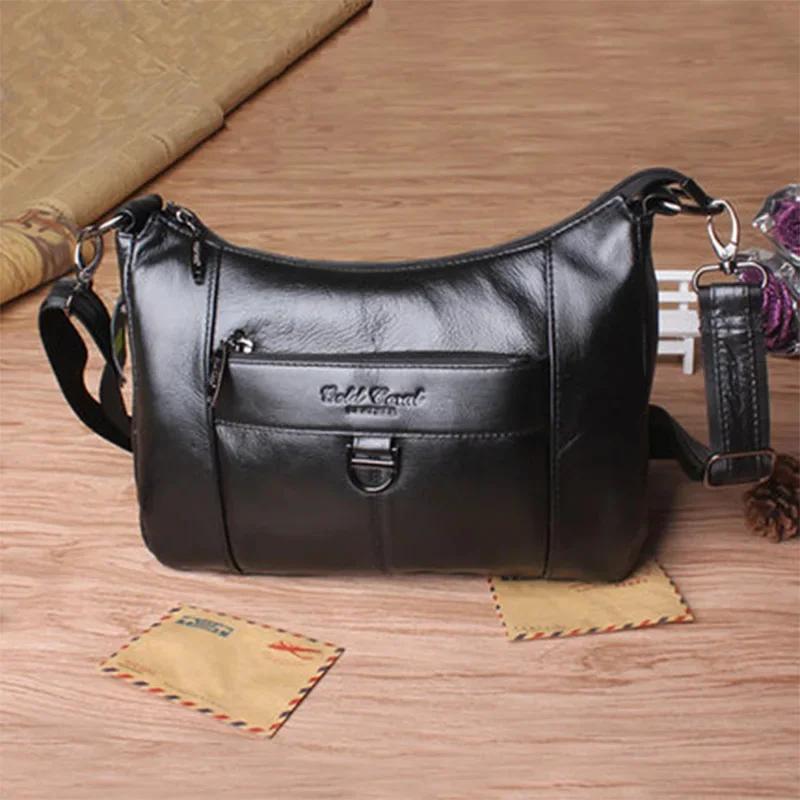 Genuine Leather Sling Shoulder Cross Body Bag For Women Shopping Vintage Fashion Real Cowhide Lady Female Messenger Bags