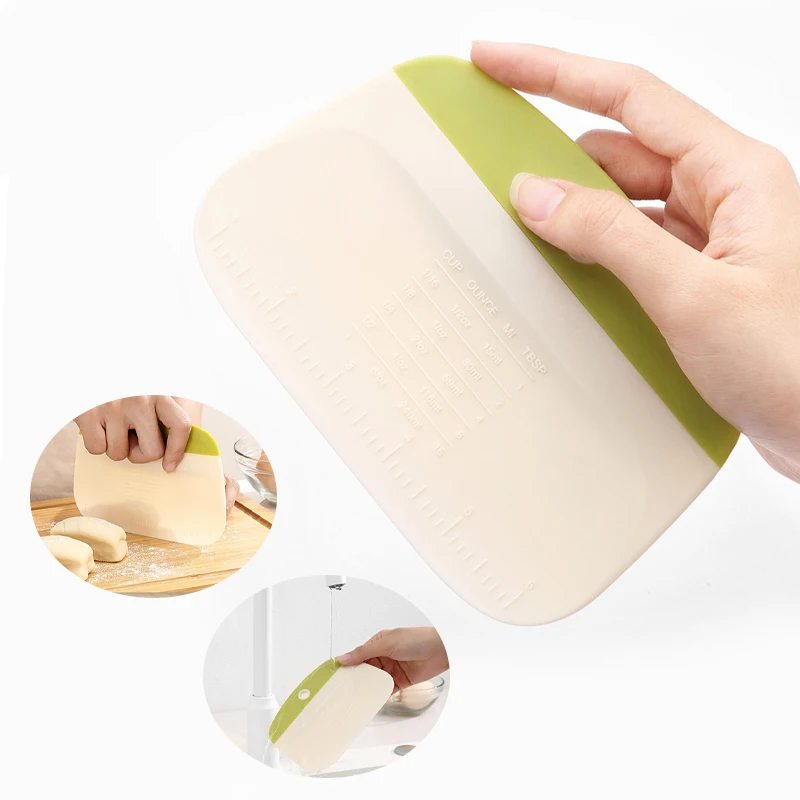 Dough Scraper Bowl Scraper Bread Cream Cake Pizza Cutter Bench Scraper Dough Cutter DIY Baking Kitchen Cooking Tools With Scale
