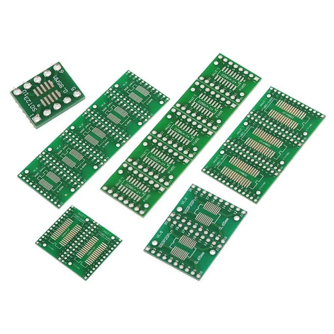 SMD انتقل إلى مجموعة ألواح PCB الغمس ، سوب ، سوب ، تسوب ، تسوب ، SOT23 ، 8 ، 10 ، 14 ، 16 ، 20 ، 24 ، 28 ، SMT to DIP ، 35 روض