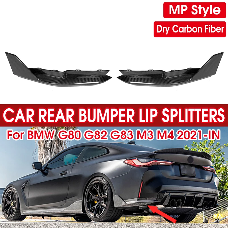 

Dry Carbon Fiber Car Rear Bumper Splitters Lip For BMW G80 G81 G82 G83 M3 M4 2021-IN Rear Splitters Replacement Lip Apron Trim