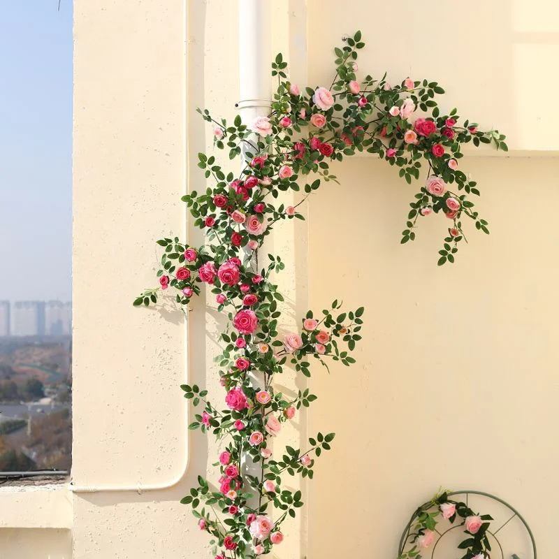 Guirnalda de Hiedra Artificial, Plantas Colgantes de Rosas de Seda, Flores Artificiales para Decoración de Bodas, Hogar, Jardín, Paredes y Arcos