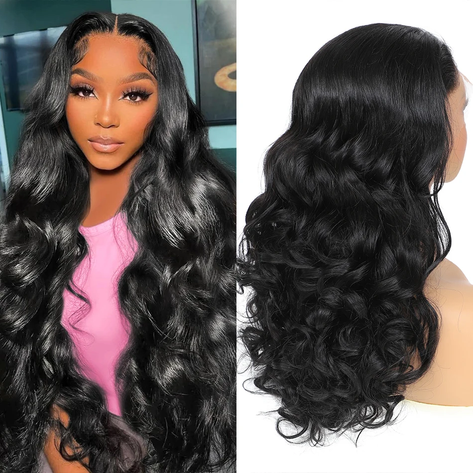 

100% Human Hair Double Drawn Bouncy Wave 4x4 Lace Closure Wigs 250% Density Body Wave 13x4 Lace Front Glueless Wigs Ready To Go