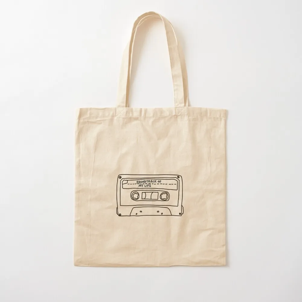 SOUNDTRACK OF MY LIFE - CASSETTE TAPE (BLACK) Tote Bag กระเป๋าของขวัญ กระเป๋าถือผู้หญิง