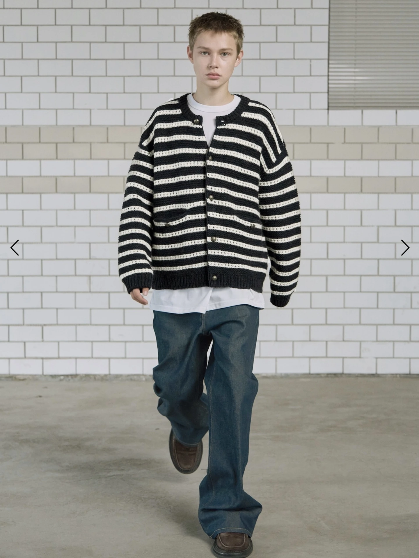 

Мужской вязаный шерстяной кардиган на пуговицах, свободный крой, повседневный, в полоску, премиум-класса, комфортная зимняя верхняя одежда
