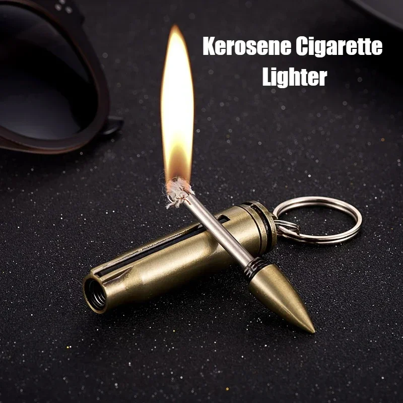 

New Metal Match Coal Oil Lighter Multifunctional Keychain 10000 Times Burning Open Fire Cigarette Lighters & Smoking Accessories