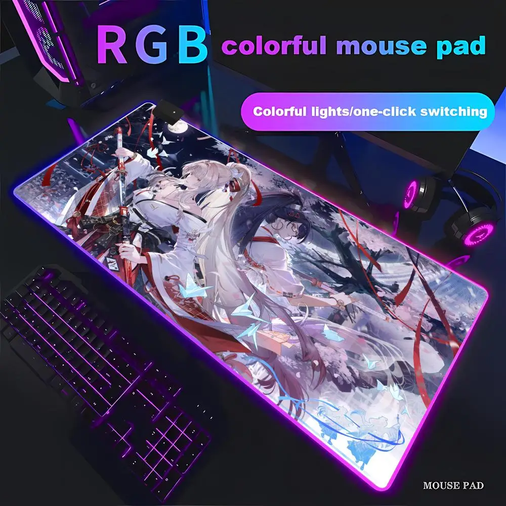 

HYBXAXC Gaming Wuthering Waves Mousepad Hiyuki Computer offices keyboard Mouse Pad RGB Gaming Mouse Pad HD Gamer Large LED Light