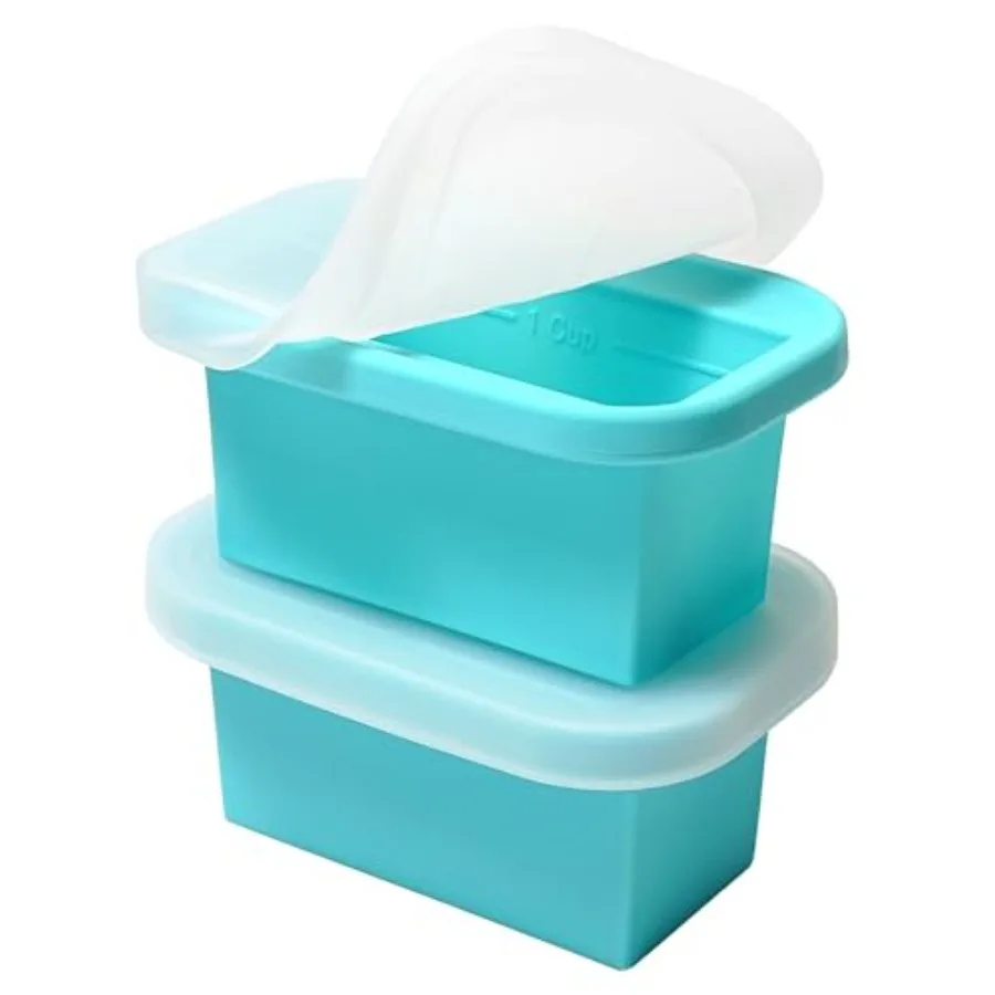 

Silicone Fre Trays with Lids - 2-Pack Large 1-Cup Portion Ice Cube Molds for Soup and Meal Prep Stackable Leakproof Food-Grade