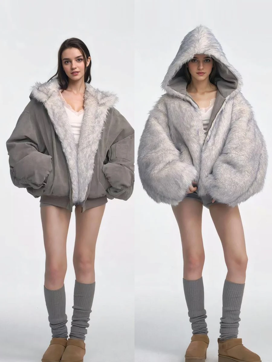 

American Retro Double-Sided Wear Flight Jaet Women's Warmth Outerwear Autumn New Sle Mountain Eagle Cotton Coat