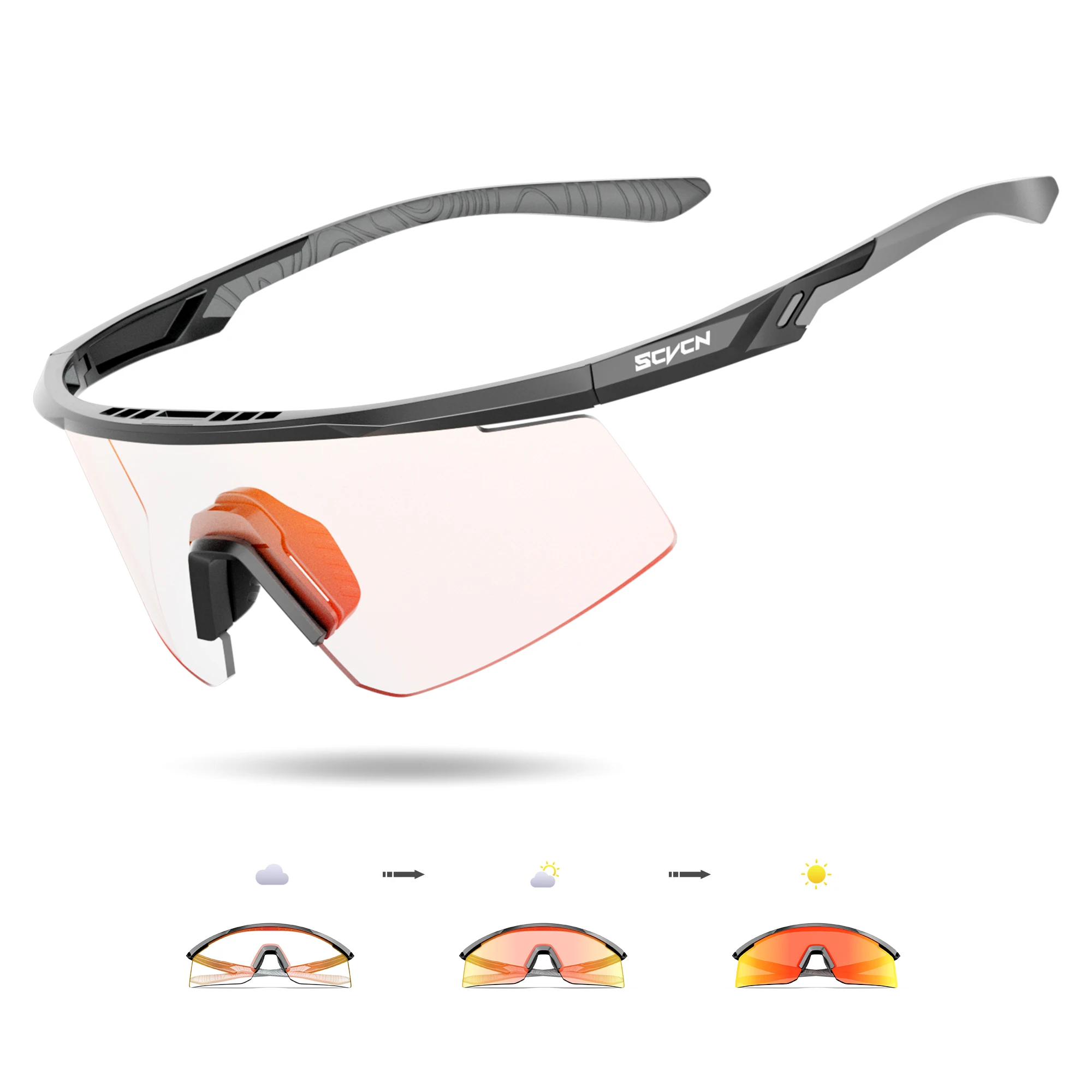 SCVCN Color Photochormic Lens Anti-fog Cycling Glasses Men High Define Lenses Sports Sunglasses Women UV400 Protection