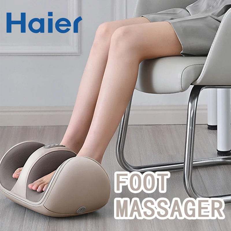 

Haier Электрический массажер для ног, нагревательная терапия давления пальцев, разминающие ролики, расслабление мышц, спа-машина для ног