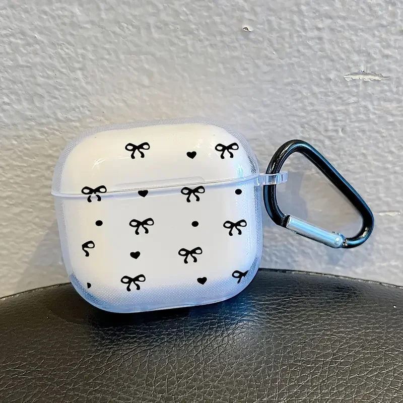 Einfache schwarze Farbe Spleißen Bowknot Anhänger Fall Abdeckung für AirPods 1 2 3 4 AirPods Pro Pro 2 Drahtlose Lade Box Taschen
