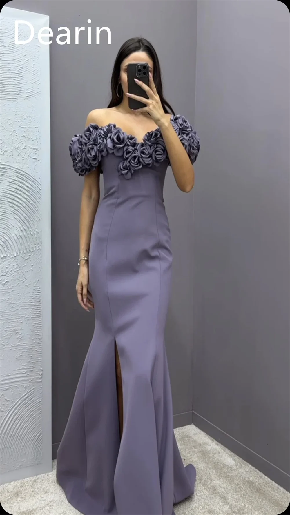 Customized Evening Dress Prom Gown Formal Party Occasion Dearin V-neck Sheath Floor Length Skirts Ruffle Bespoke  Dresse