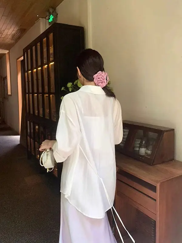 

Sun Protection Shawl Cardigan Thin Chiffon Belted Women's Shirt with Halter Dress Outer Cover Summer Shoulder Wrap Top Coat