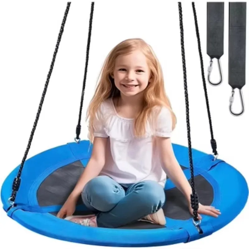 

Hot Sale Outdoor Kids Swing 600D Oxford/1X1 Textilene Blue Black Adjustable Rope Backyard Garden Kids Family Fun