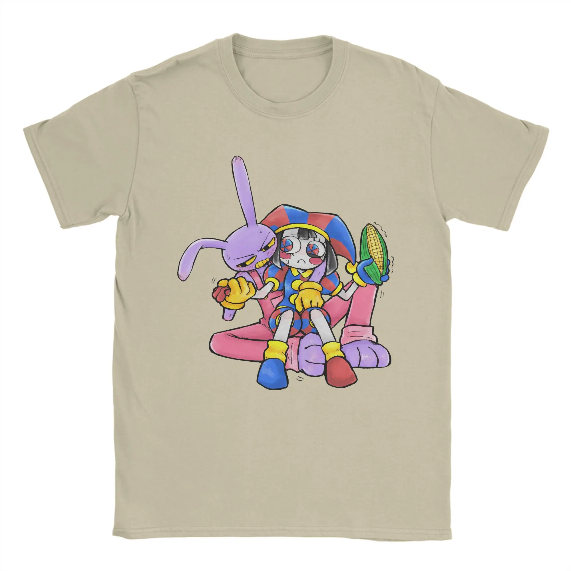 Pomni And Jax Cartoon Digitals Circus T-Shirts Men Fashion Pure Cotton Tee Shirt Crewneck Short Sleeve T Shirts Party Tops