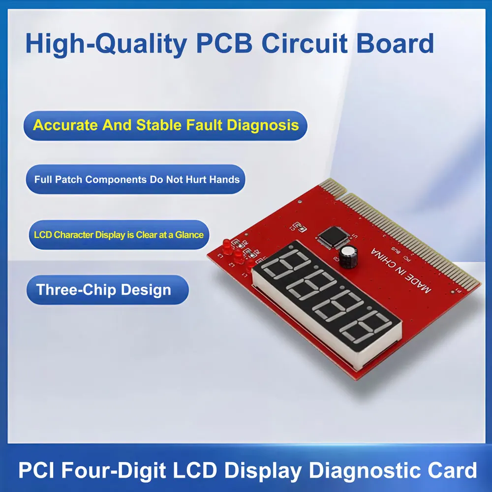 PCI Motherboard Diagnostic Card With Four-Digit LCD Display For PCI-E LPC Fault Troubleshooting For Computer Motherboards