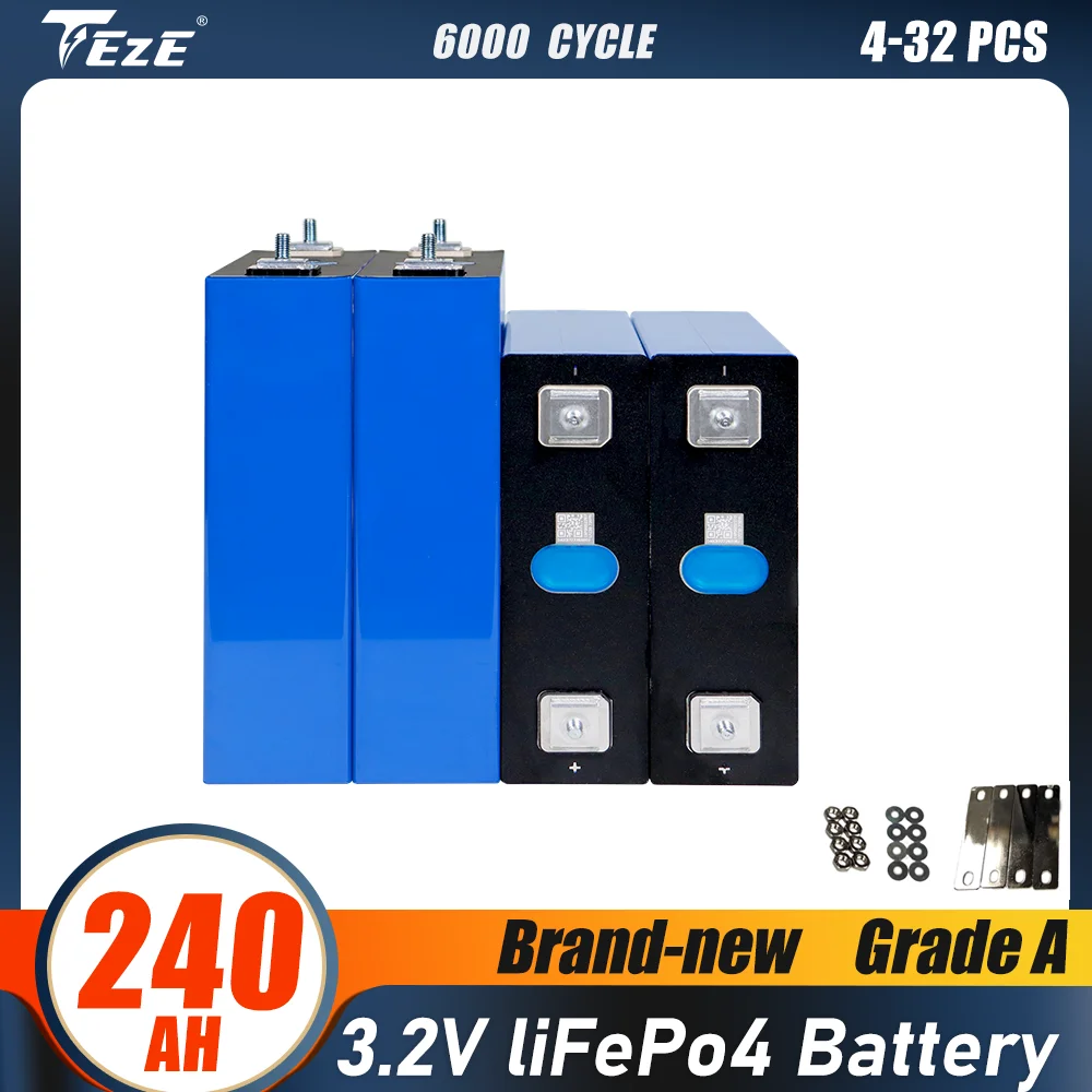 3.2V 240ah LiFePO4 Battery Brand New Lithium iron phosphate DIY 12V 24V 48V Rechargeable Cell For Camper Electric Car RV Boat