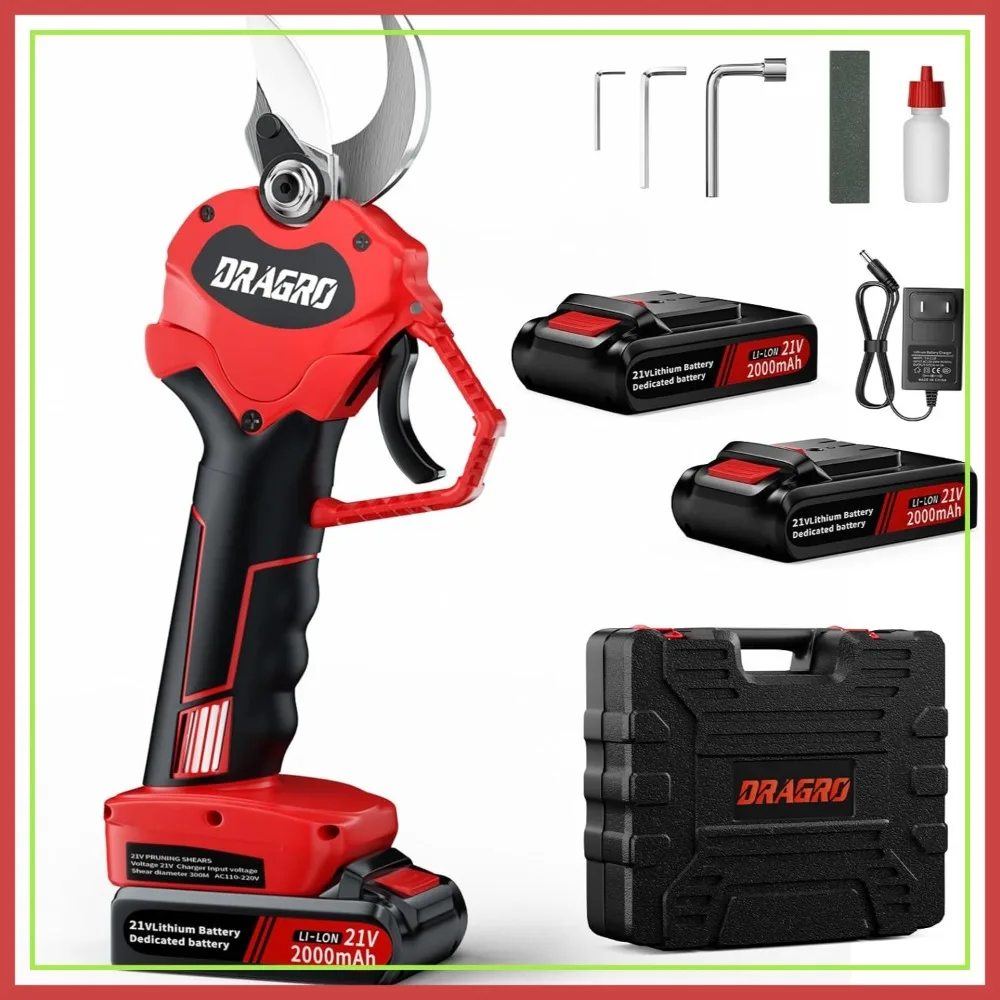 

Cordless Electric Pruning Shears, 30mm Cutting Diameter, 2x 2Ah Batteries, Upgraded Professional Tree Branch Pruner