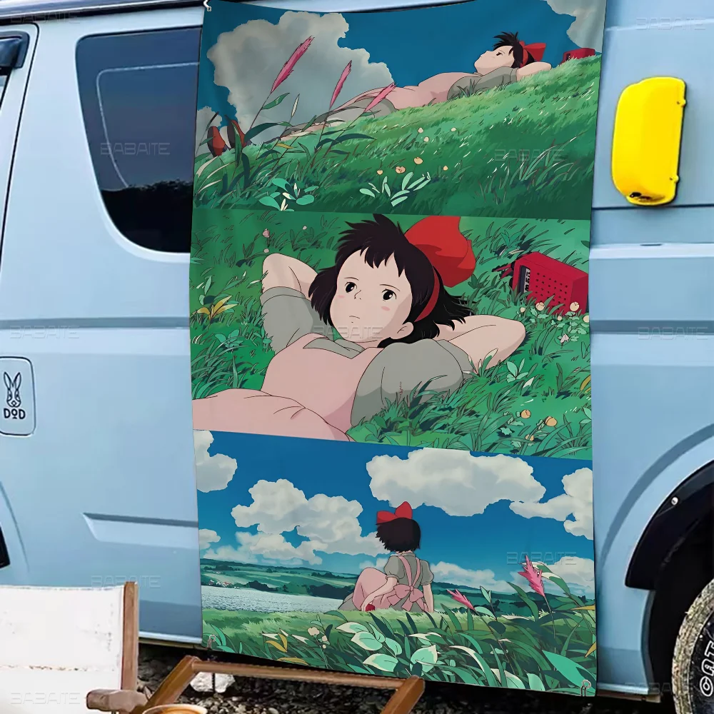 K-Kikis D-Delivery S-Service Anime High End Quality Banner Printing Artistic Atmosphere Style Camping Flag