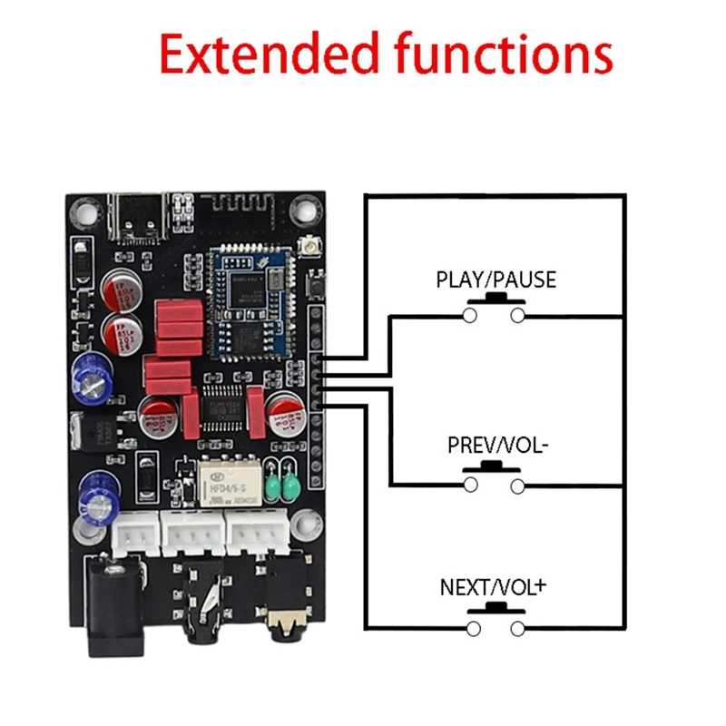 N75R-QCC5125 Bluetooth 5.1 Lossless Decorder Board Aptx LDAC Wireless Adapter Lossless Hd Sound Quality Audio Decoder Board