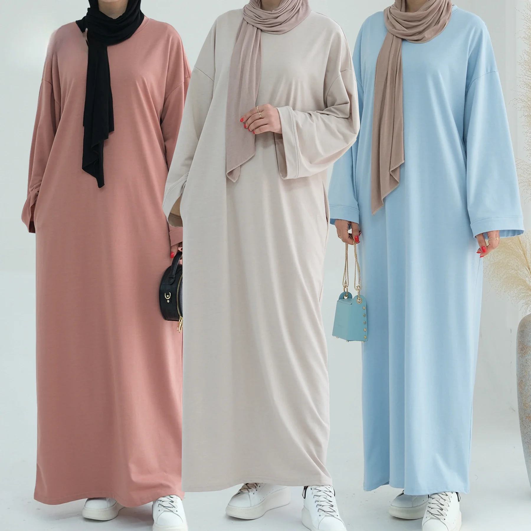 

Eid Saudi Arabia Muslim Modest Dress for Women 2025 Dubai Luxury Abaya Islamic Solid Morocco Caftan Turkey Holiday Clothing