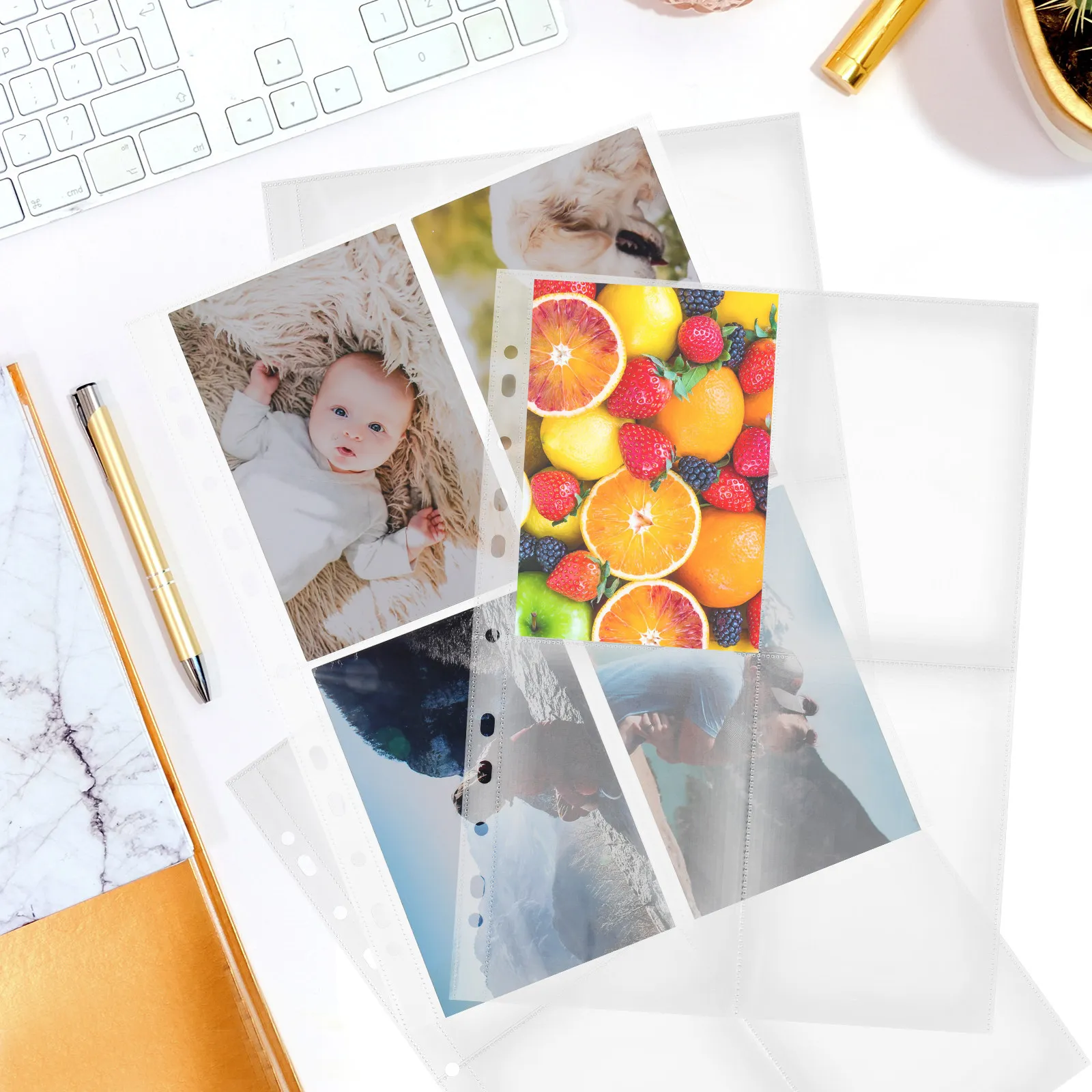 

30Pcs A4 Double-Sided Four-Pocket Card Binder Refill Pages Clear Protective Sleeves for Trading Card Storage Baseball Football