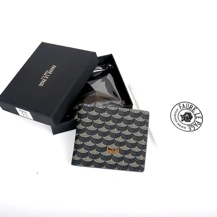 Nova carteira impressa com padrão de escama de peixe, porta-cartões de couro genuíno, bolsa pequena de lona, bolsas pequenas masculinas e femininas