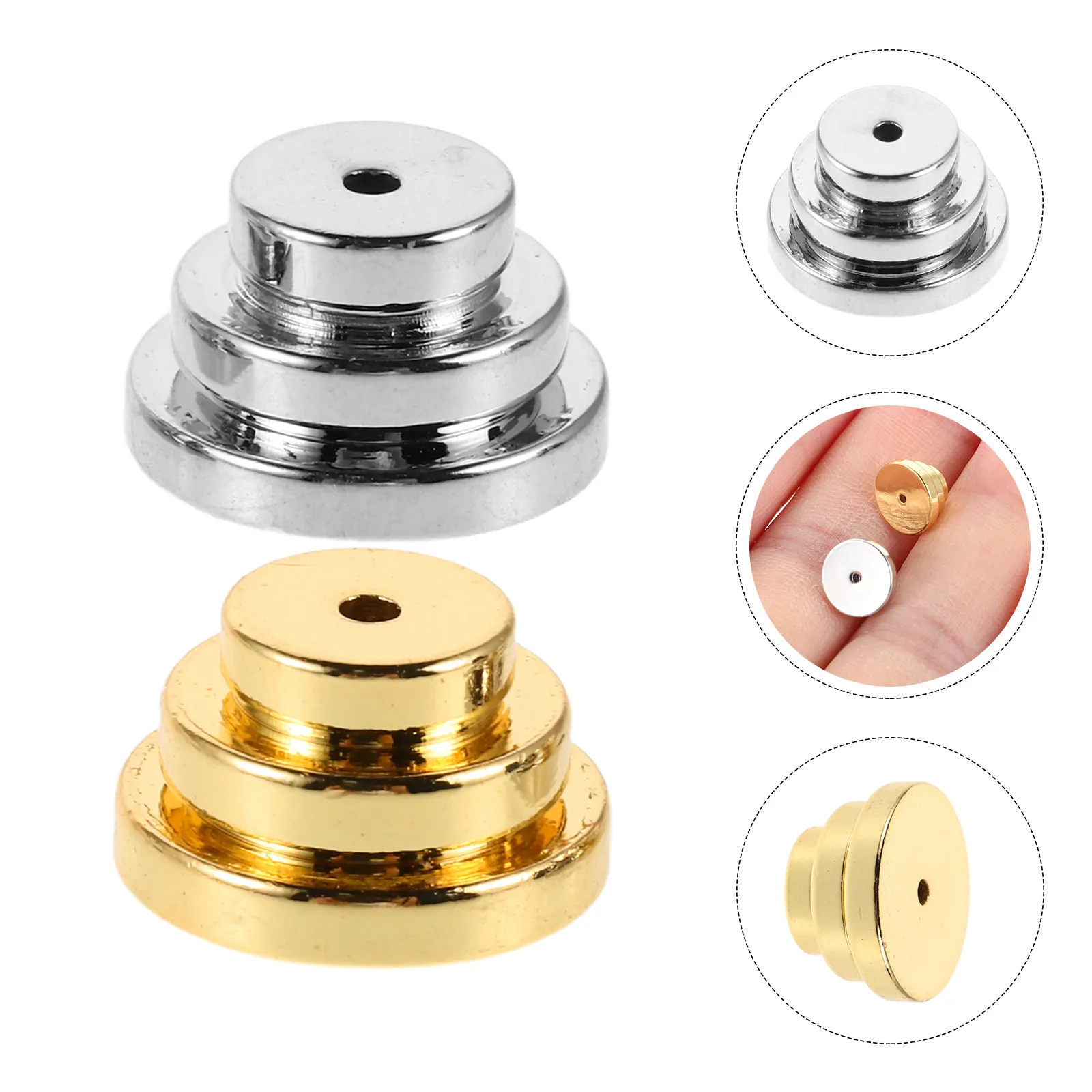 10Pcs Triple Layer Ear Stud Back Support Metal Earring Lifter Backs Secure Heavy Earring Retainers Anti-Drop Locking Backs