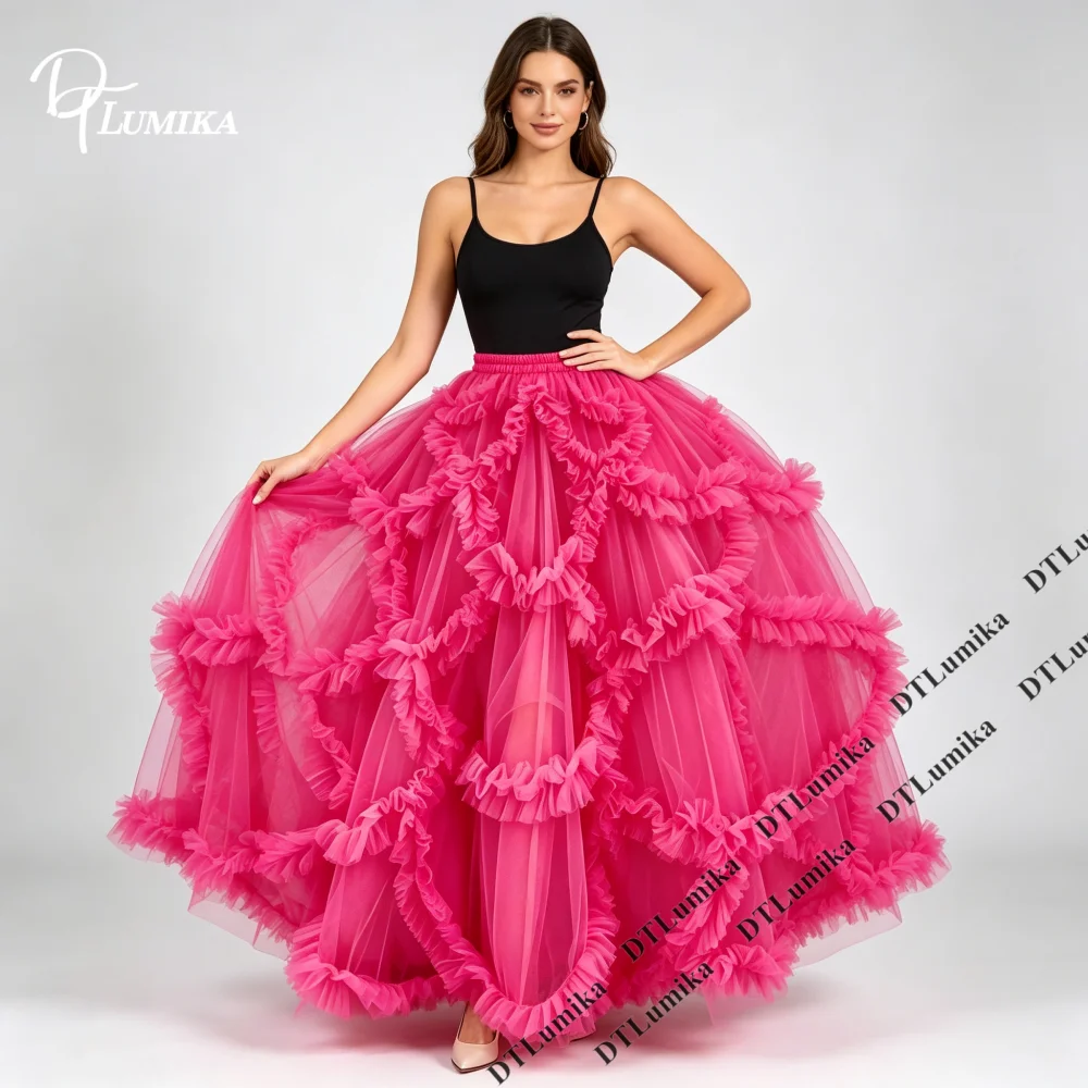 100+ Colors  High Strecth Ruched Maxi Skirt Women Tulle Elastic Waist Wedding Party Prom Formal Occasion Skirt Robes De Soirée