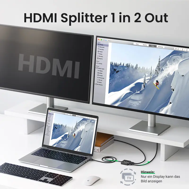 UGREEN HDMI Switch 4K60Hz with 3.3FT HDMI Cable, Bidirectional HDMI-compatible Splitter 2 in 1 Out HDMI Switcher Box 2 in 1 Out - 3