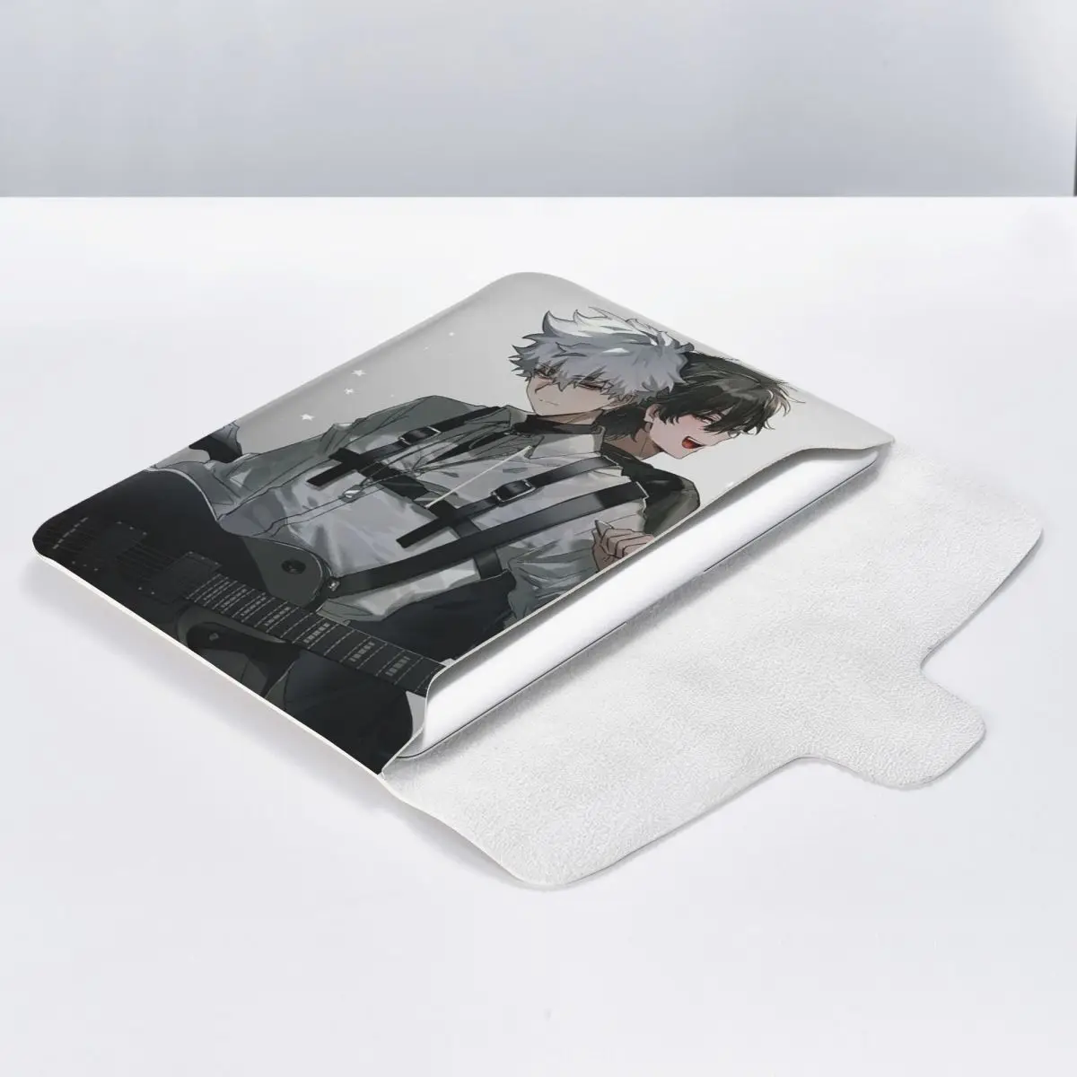 Link Click Anime PU Leather Horizontal Laptop Sleeve Shockproof Soft Lining Notebook Case 13 Inch