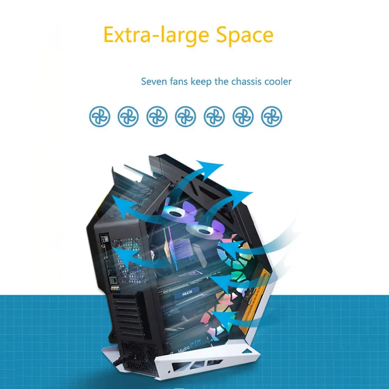 Casing Komputer Gaming Lovingcool MATX Tower Tempered Glass, Kabinet CPU, Casing Komputer Desktop Gamer PC dengan Kipas RGB 120mm