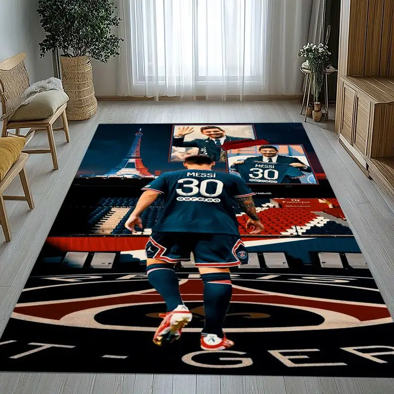 3D Soccer Legend M-Messi Football Star Area Rug,Soft Non-Slip Carpet Mat for Living Room Bedroom,Sofa Floor Rug,Home Decor Gift