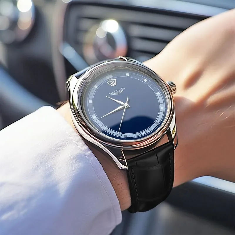 Reloj de pulsera de marca superior para hombre, reloj de negocios de lujo resistente al agua para hombre, reloj de cuarzo, relojes de cuero para hombre, reloj + caja de regalo para hombre