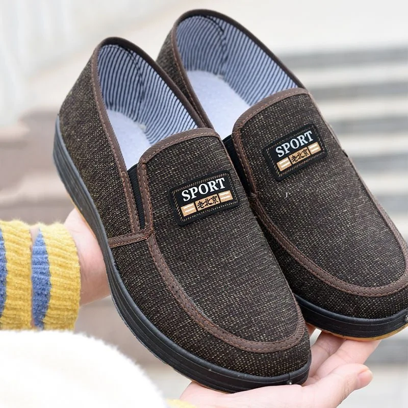 Breathable Canvas Shoes Old Beijing Cloth Shoes Casual Commuting Men's Sneaker Canvas Walking Shoes Middle-aged Elderly People