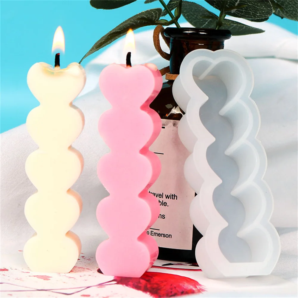 3d Love Heart Silicone Candle Mold Diy Aromatherapy Plaster Soap Mold Home Decor Ornament Handmade Candle Making Resin Molds