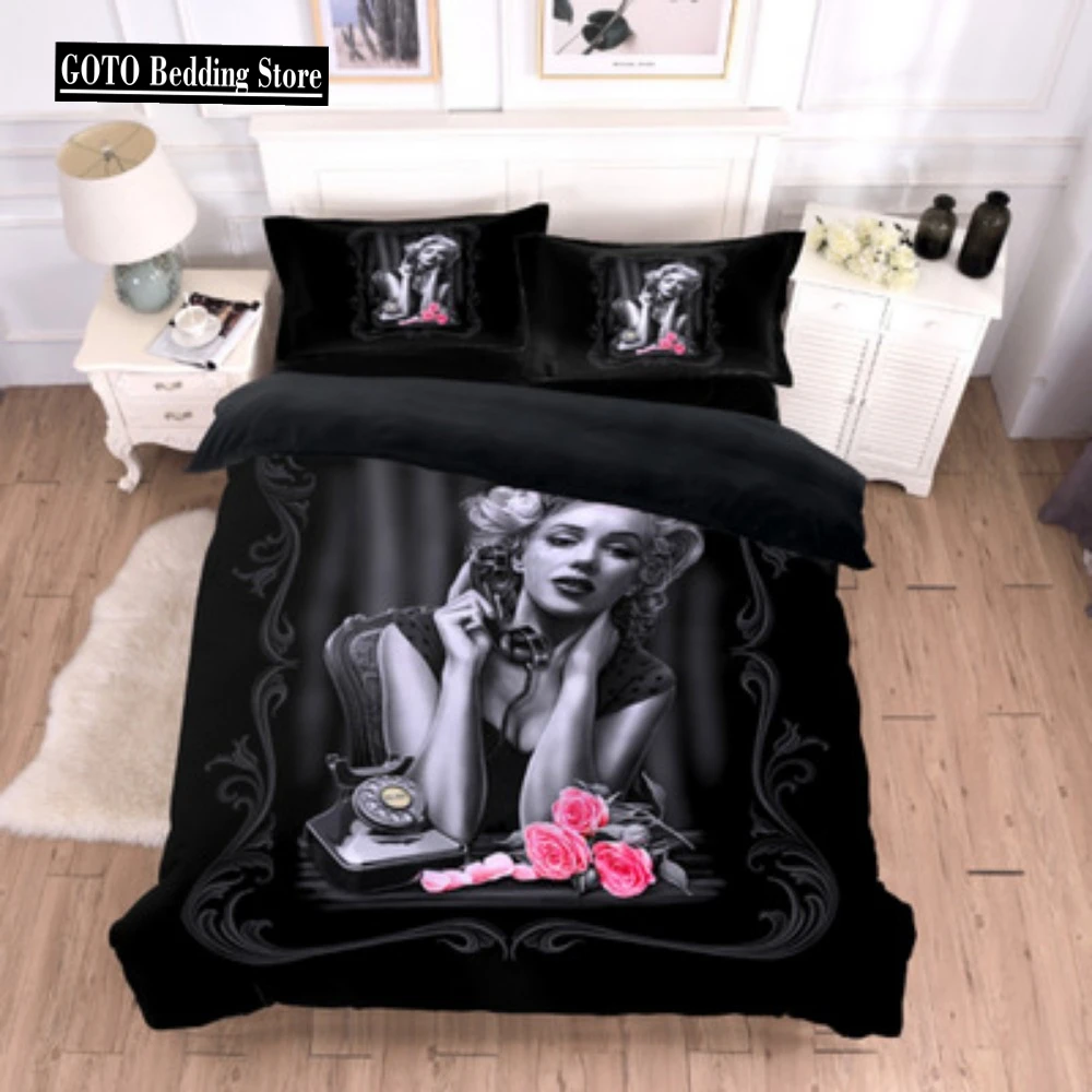 3d Rose Halloweend Skull Luxury Bed Linen Duvet Set Queen Size Winter Black Bedding King Comforter Set Quilt Cover+pillowcase