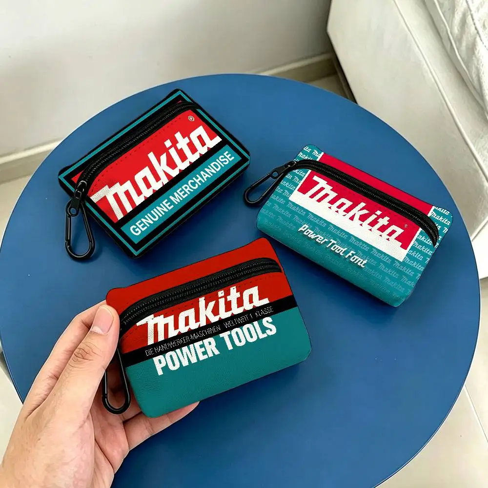 M-Makitas Tool Logo Oxford Fabric Mini Coin Wallet Smooth Zipper Hanging Design Multi-use Small Storage Bag For Travel
