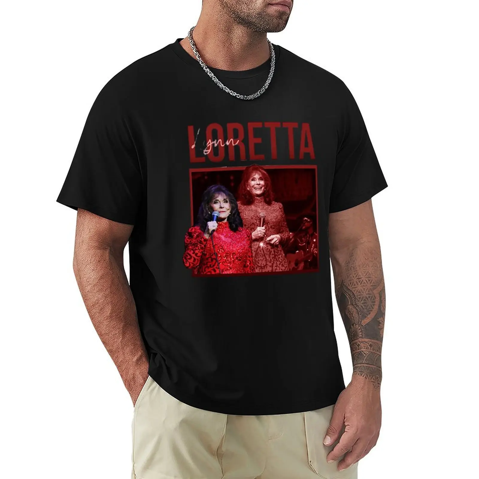 loretta red rip T-Shirt customs vintage clothes heavyweights summer top plain black t shirts men