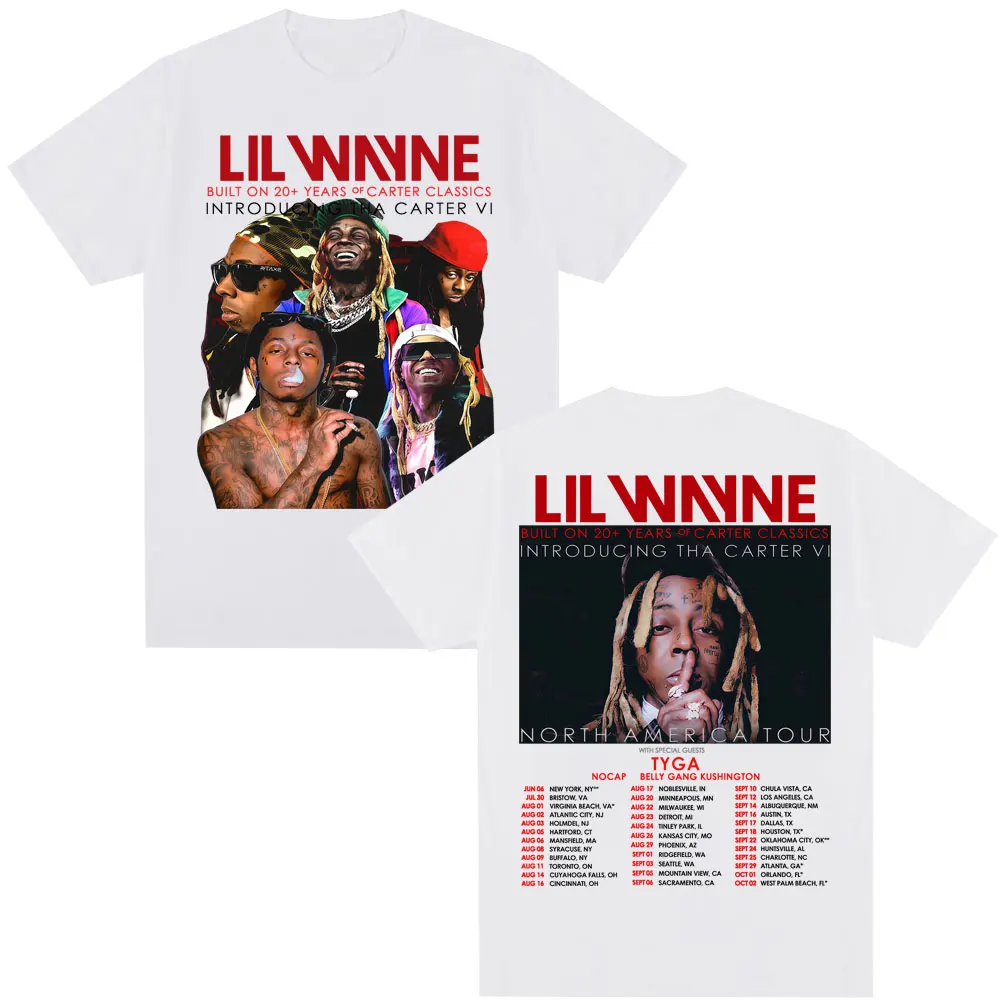 Rapper Lil Wayne The Carter VI 2025 Tour T-shirt Men Women Hip Hop Vintage T Shirts Loose Cotton Casual O-Neck Street Tees Gifts
